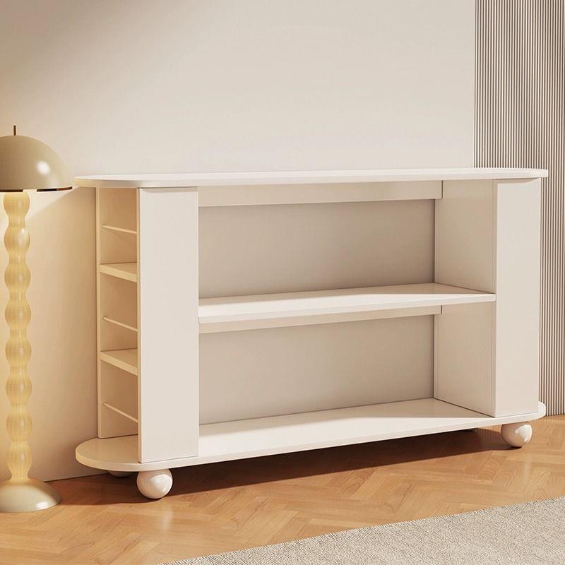 奶油风书架落地置物架大容量简约靠墙展示架简易多层白色收纳架