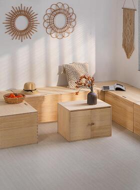 UG73榻榻米木箱拼床小户型卧室床加宽飘窗地台柜实木床高箱储物床