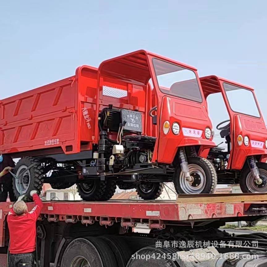 简易棚双座电启动柴油三轮车18马力单杠矿用自卸车农用拉粮三马子