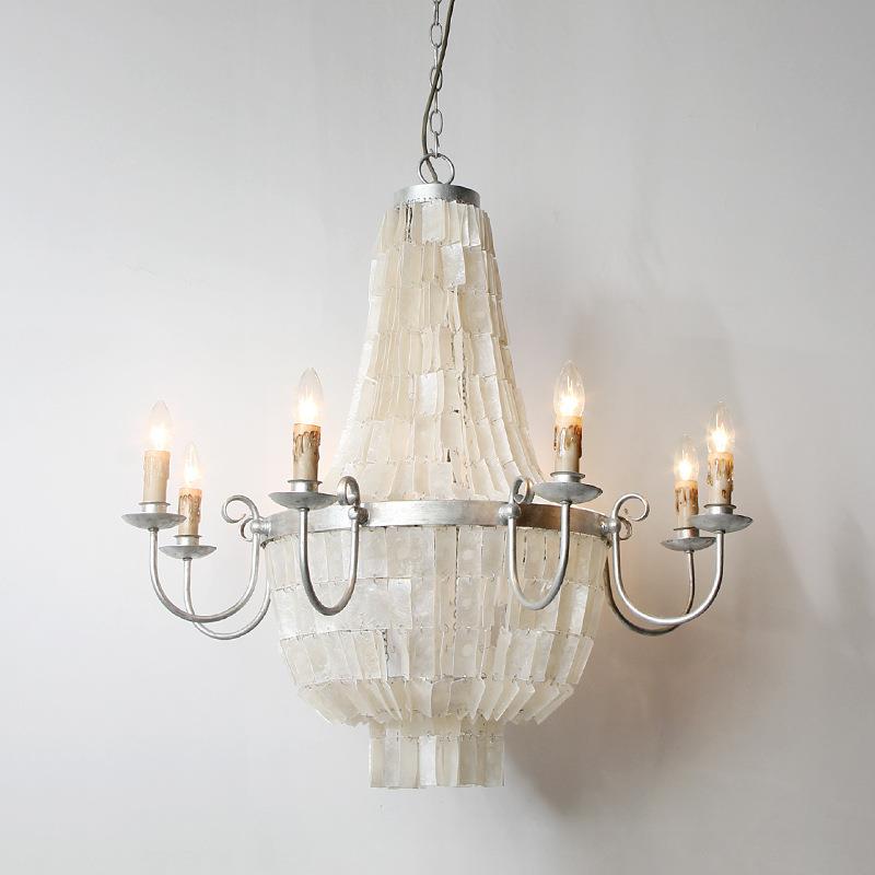 厂家美式乡村复古卧室客厅餐厅灯法式田园公主房酒店别墅贝壳吊灯