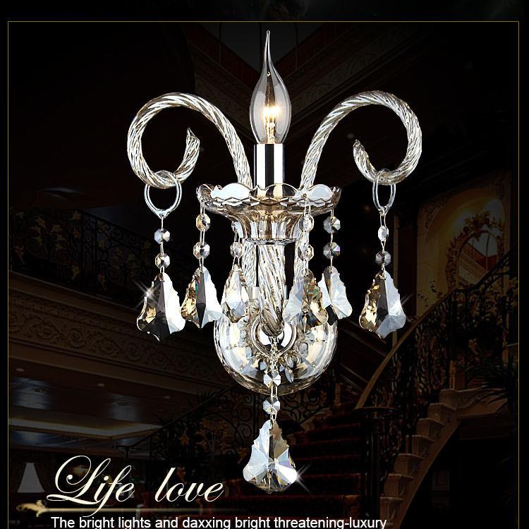 厂家水晶壁灯欧式水晶壁灯大气酒店客厅用欧式干邑色K9水晶壁灯