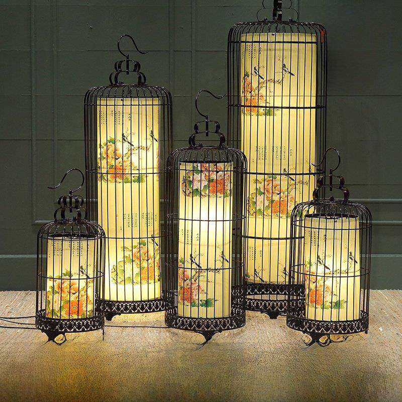 新中式铁艺鸟笼灯创意吊灯古典过道灯饰餐厅灯具酒店挂灯覆古灯笼