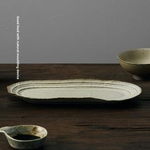 五植餐厅个性化鱼盘长方形石制生鱼片盘日式寿司盘侘侘式餐盘