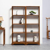 鸡翅木书架组合新中式 全实木落地置物架展示柜玄关隔断架简约书橱