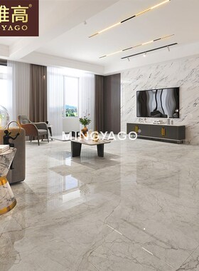 暖灰色亮光砖客厅意大利灰大理石瓷砖90x18M0灰咖色连纹地板砖岩