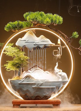 中式循环流水招h财生财创意客厅办公室桌面小摆件茶几开业送礼礼