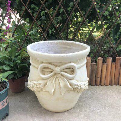 仿旧复古罐子浮雕欧式罗马花盆 简约高档石料花盆家装饰品摆件