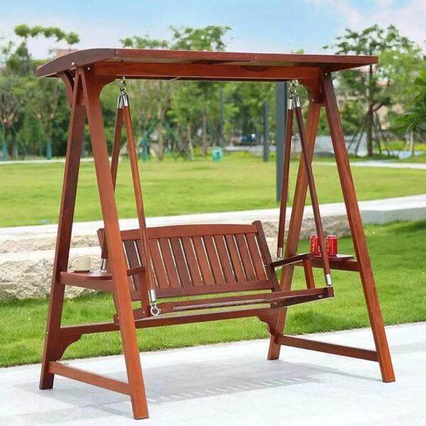 定制秋千户外庭院碳化防腐木农村小院内室外吊椅实木院子里秋千