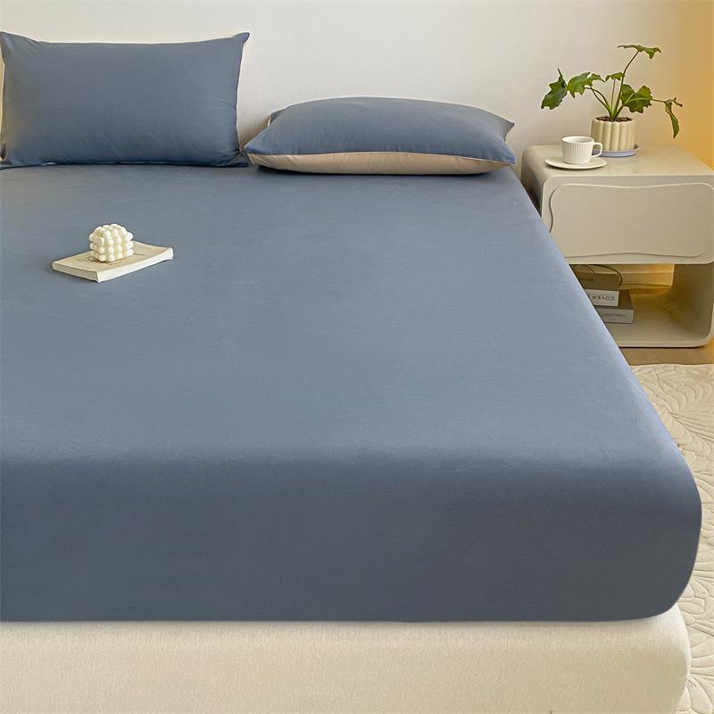 （态品磨毛）全棉单床笠床单三件枕套纯色秋加冬厚全棉生态纯生棉