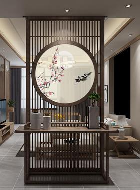 入屏风风断装饰客厅茶室现代简约隔断墙玄关户隔新中式01775实木