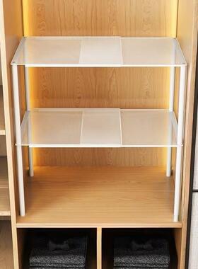 衣柜层隔板柜神内可伸缩衣服整FJO理架分橱柜隔断置物架衣子物收