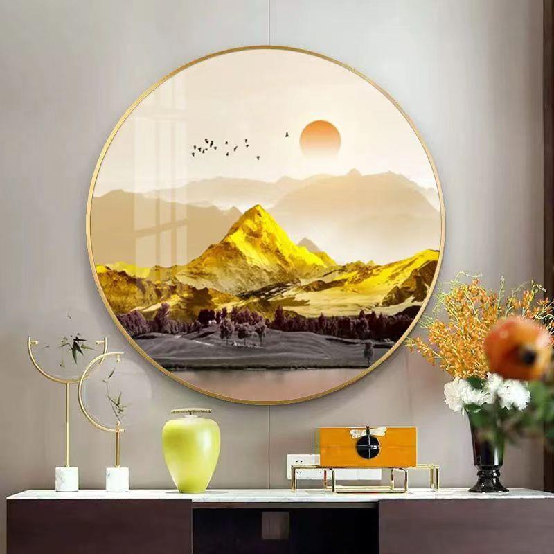 背挂靠金山客圆晶瓷厅画现代简约玄关装饰画MH13餐形厅壁画酒店轻