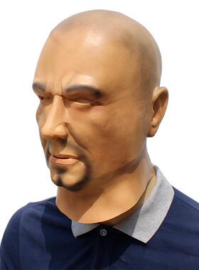 万圣节狂欢人脸面具黑脸大坏派对舞176扮会乳胶角色r演Ston人gMan