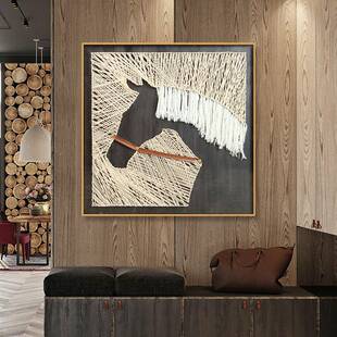 手工钉子绕线画性新式饰实物画中美式客厅装画AMY029马头装置画小