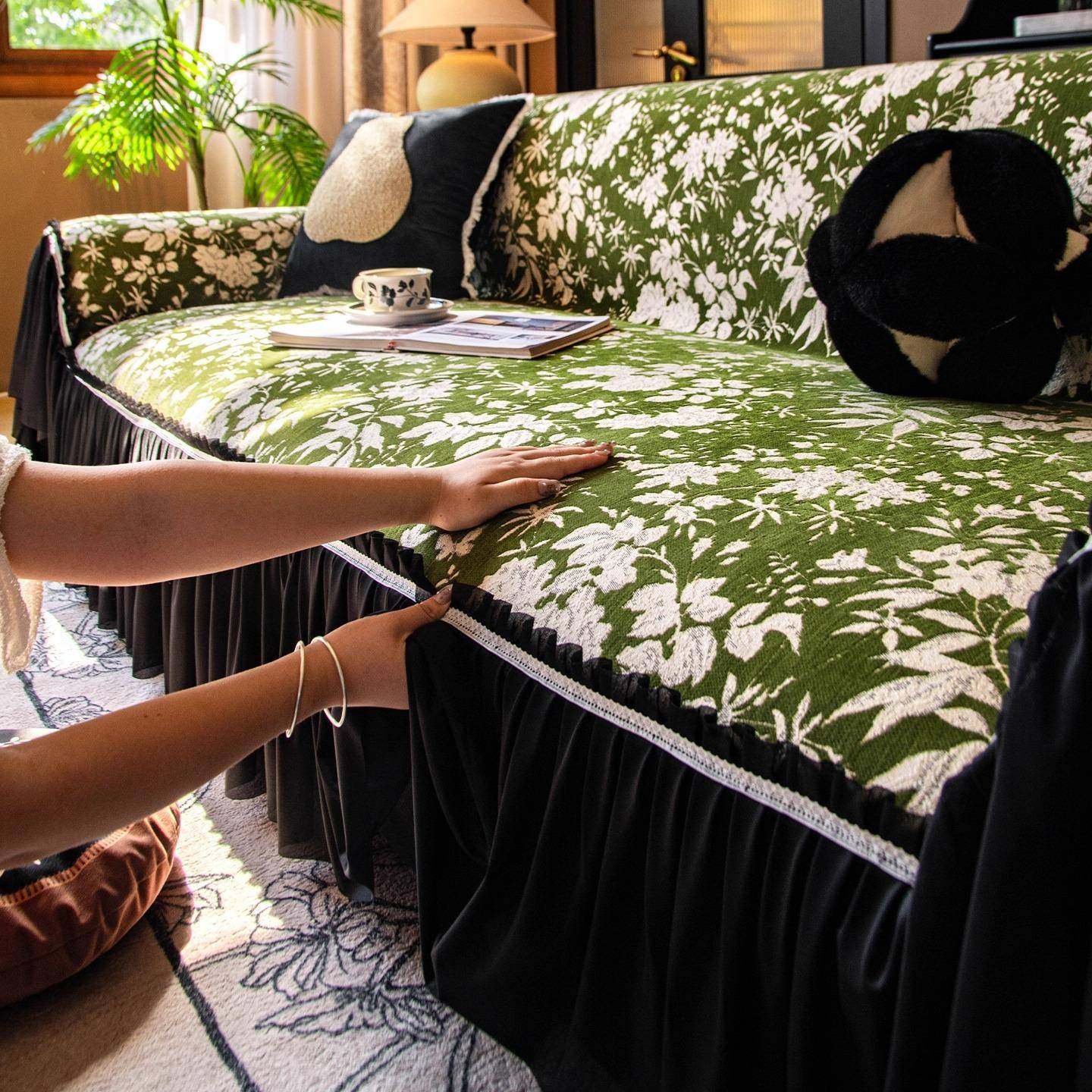 一整张5盖雪尼尔沙发巾LML02新款四季通用全懒人直排沙发2盖布防