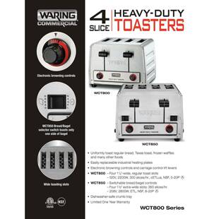 美国WRING庭牌四片多士炉WCT8WCL能05E商用烤面包机产每小华时3A8