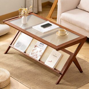茶几客厅家用玻璃茶桌茶台小户型阳台实木极简2024新款轻奢高级感