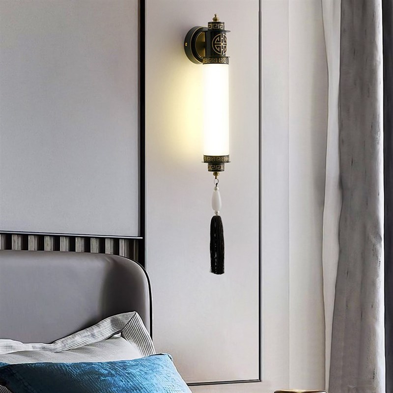 新中式全铜壁灯h创意电视背景墙玄关过道床头灯具线吊灯2024新款