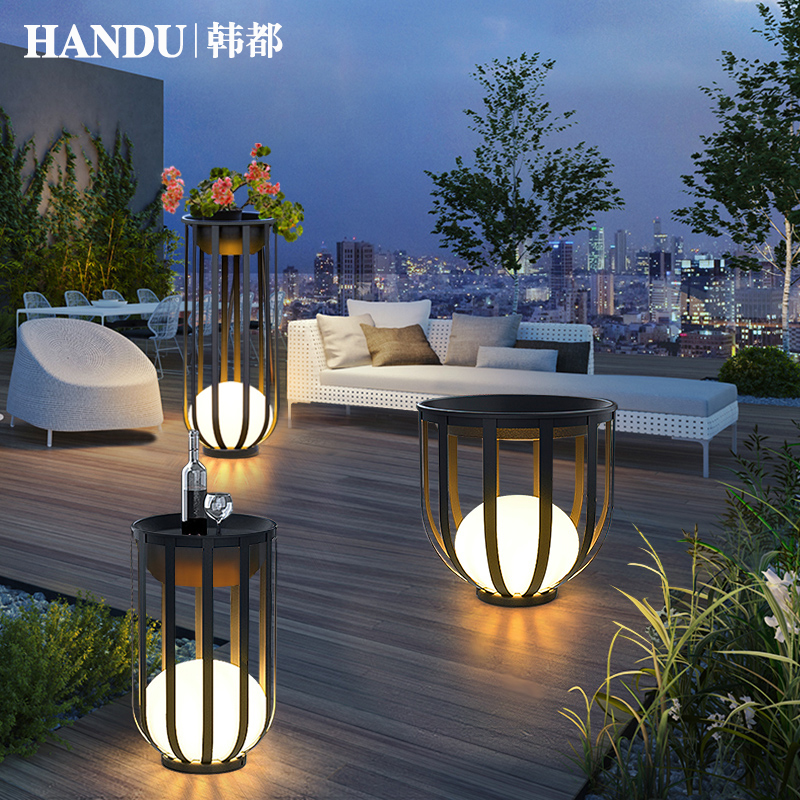 新型太阳能庭院灯户外防水落地灯楼顶露台花园布V置茶几灯花架灯