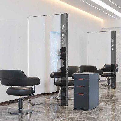 简约发廊美发店镜台网红不锈钢单双面落地镜理发店专用镜子剪发镜