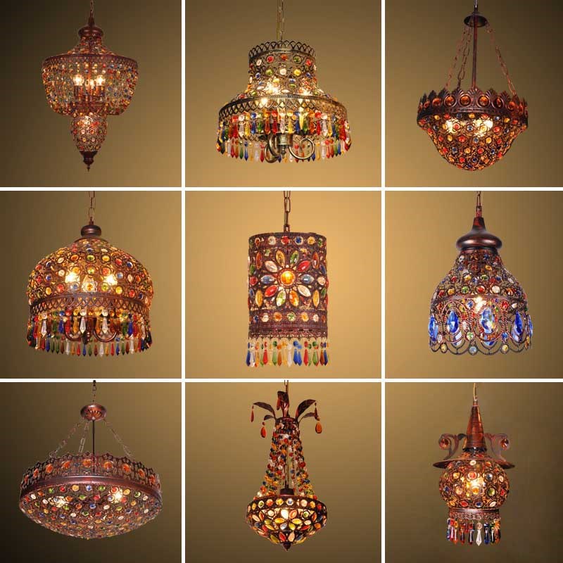 东南亚泰式e创意吊灯漫咖啡摩洛哥酒吧餐厅过道卡座网咖彩色复古