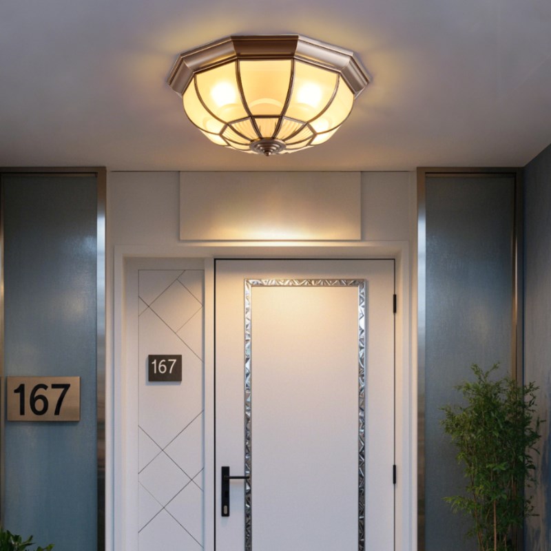 全铜户外吸顶灯入户门厅感应灯别墅门口智能声控三防过Z道走廊阳