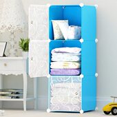 儿童单人树脂衣柜家用组装 塑料简易小号宝宝衣橱布艺钢架组合收纳