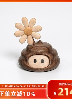 原上城奋斗花狗屎运实木创意桌面A摆件车载装饰品原创日常送礼卡