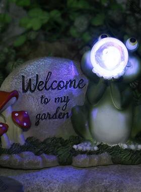 太阳动能落地蛙灯户外防水庭院物JXP摆花青园草坪装饰小件夜灯