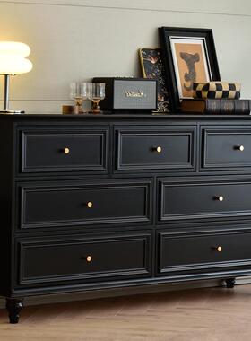 式实木客纳厅边柜白色靠A-010墙抽美屉储物收柜乡村全田园风卧室