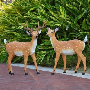 玻璃钢动物户雕塑外仿梅花真鹿摆件园林景观小品庭院草坪花M S815