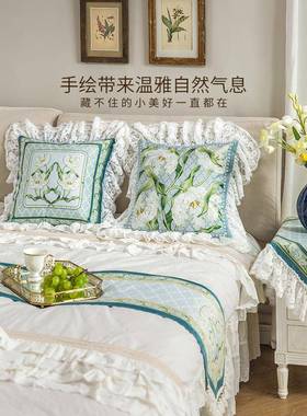 LF7655HT6库A肯法式美式田园5风抱枕客奢厅沙发靠垫床头靠枕圆枕