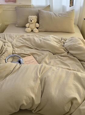2025新亲肤水洗棉磨毛纯色双件四件套床单款款学生宿舍三拼202510