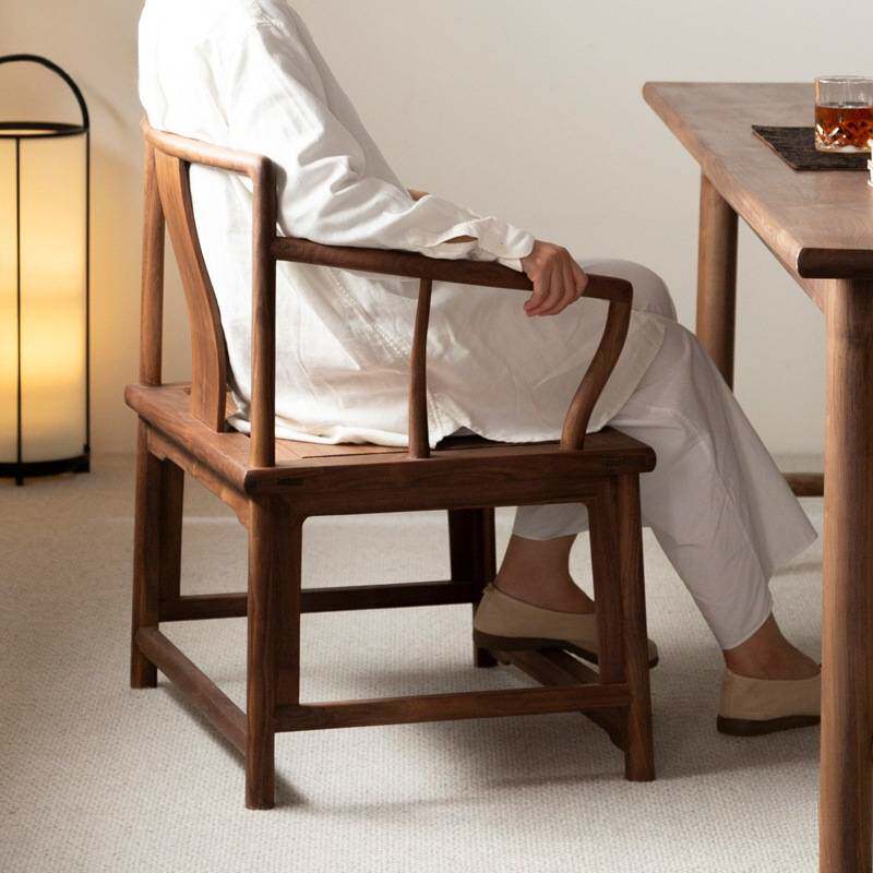 禅凳靠背文木工坊新中式黑胡桃木实木圈椅太师椅主人椅茶椅子官帽