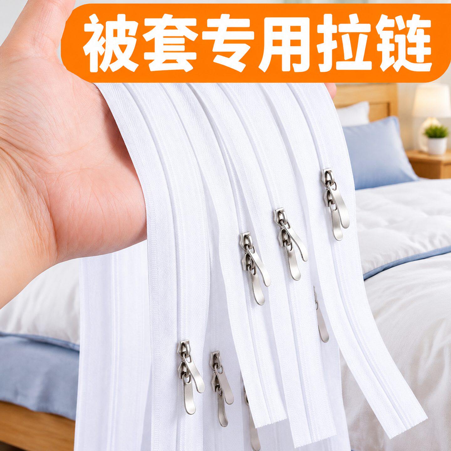 被套专用拉链家用加厚被罩尼龙拉链条双头拉链多规格床单蚊帐通用