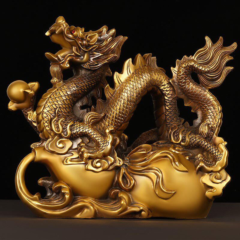铜龙摆件纯铜福禄龙生肖龙吉祥龙戏珠龙家居办公室装饰葫芦龙祥龙