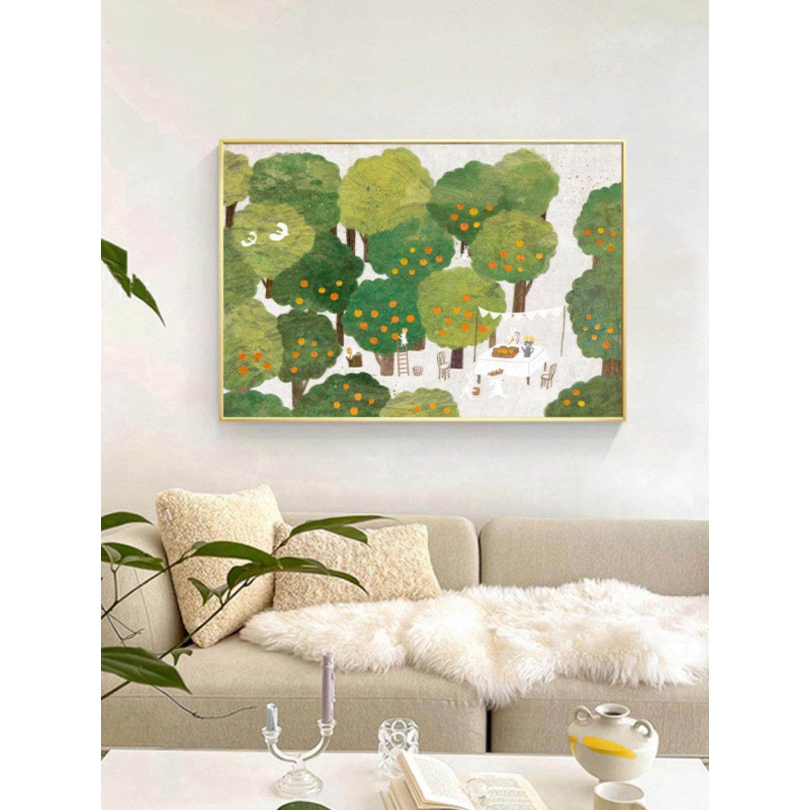 温馨治愈客厅水平装饰画兔子橙树儿童房卧室挂画橱柜桌面画,3C数码配件,USB多功能数码宝,淘宝优惠券,粉丝福利购,淘宝优惠卷