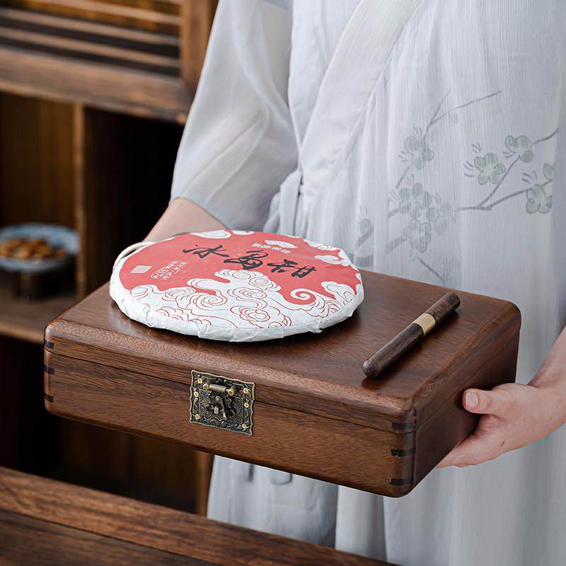 胡桃实木茶饼礼品盒收纳357克普洱茶饼空礼盒高端福鼎白茶包装盒