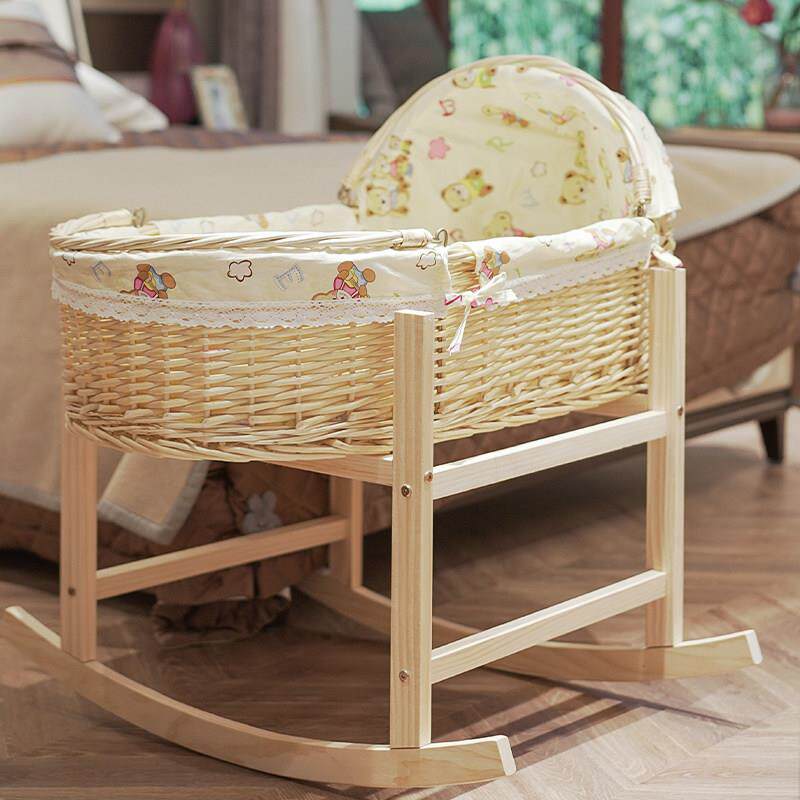 藤编摇篮床婴儿提篮外出可携式手提篮车载安抚睡篮宝宝编织摇篮床