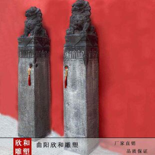 拴马桩石雕仿古拴马柱青石狮子貔貅栓马桩石柱庭院室内装饰拴马石
