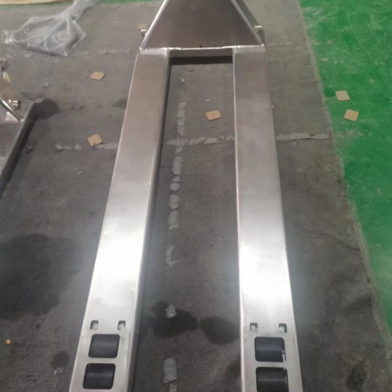 钧力加长加厚不锈钢托盘q搬运车手动液压搬运叉车实载3吨叉长1.8