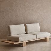 简约小户型客厅可拆洗侘寂风日式 布艺三人沙发原木民宿风休闲办公