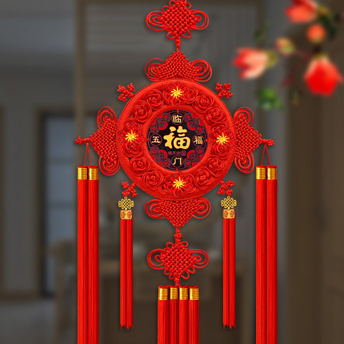 2023新款中国结挂饰客厅大号高档福字桃木小乔迁新W居过年春节装