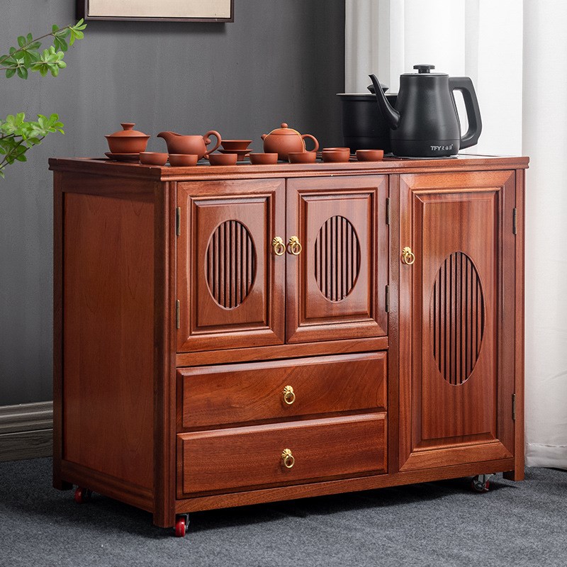 花梨木实木移动h茶台烧水壶一体茶水柜家用客厅小茶桌新中式茶边
