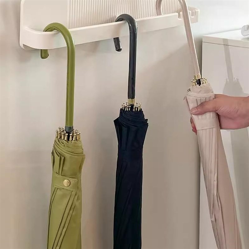玄关门后壁挂式雨伞沥水收u纳架简易免打孔整理架多功能置物架子