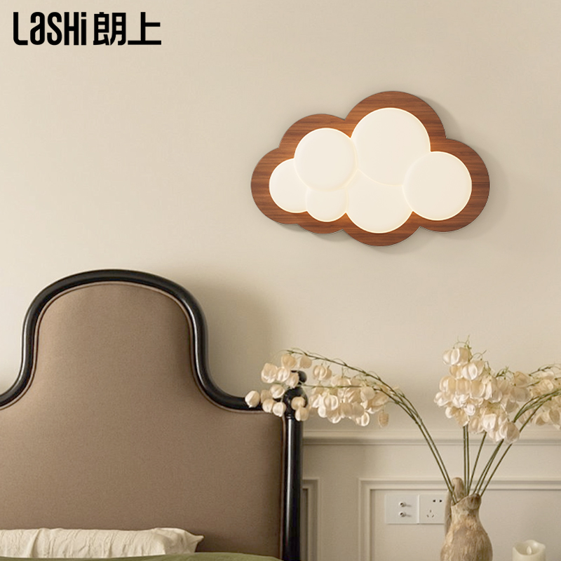 壁灯实木a家用奶油风温馨床头灯北欧现代简约卧室房间装饰氛围灯