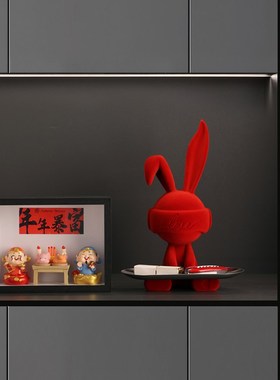 贝汉美轻奢高档兔子入户玄关摆z件客厅家居电视柜边柜装饰乔迁礼