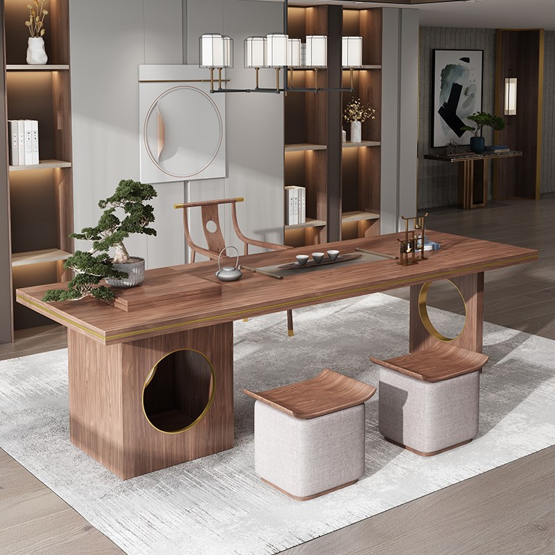 新中式茶桌椅组合实木茶台茶桌茶室简约功夫泡S茶桌禅意茶几定制