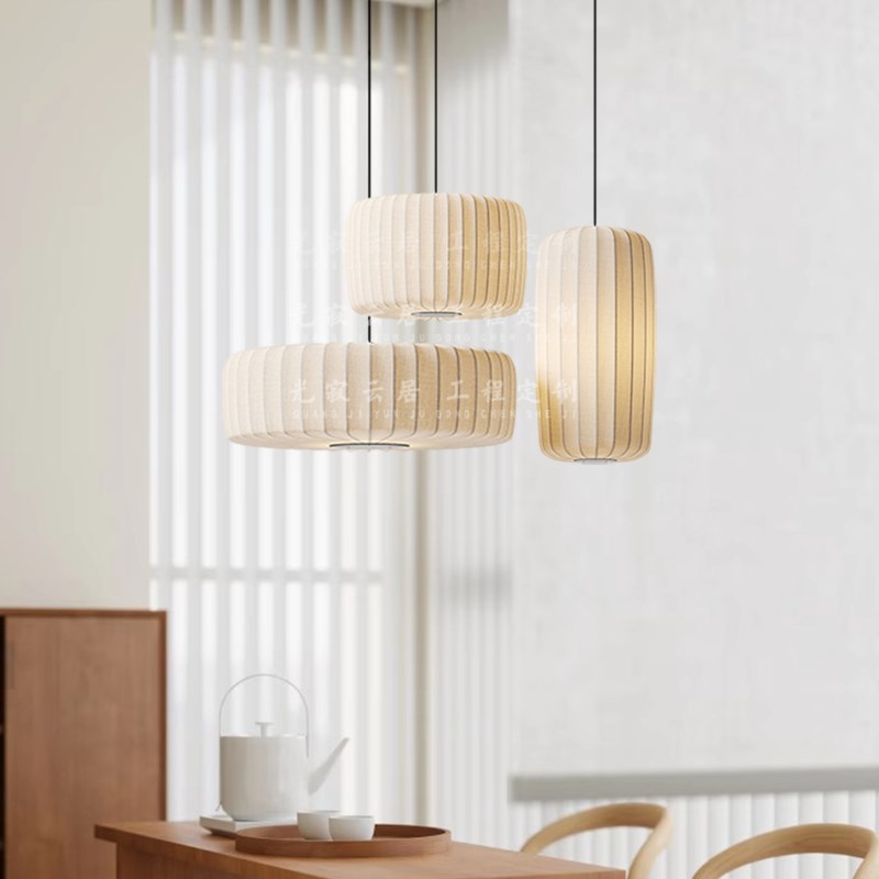 侘寂日式a餐厅圆形吊灯北欧现代法式奶油风客厅卧室民宿茶室布艺