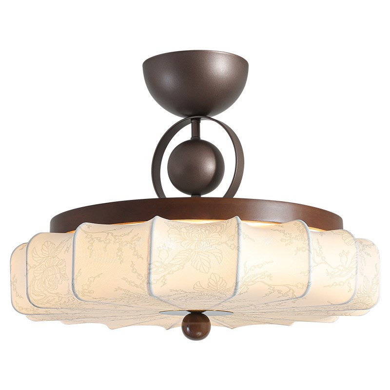 法式中古风卧室吊灯餐厅吧台灯A复古高级感布艺实木侘寂风禅意灯